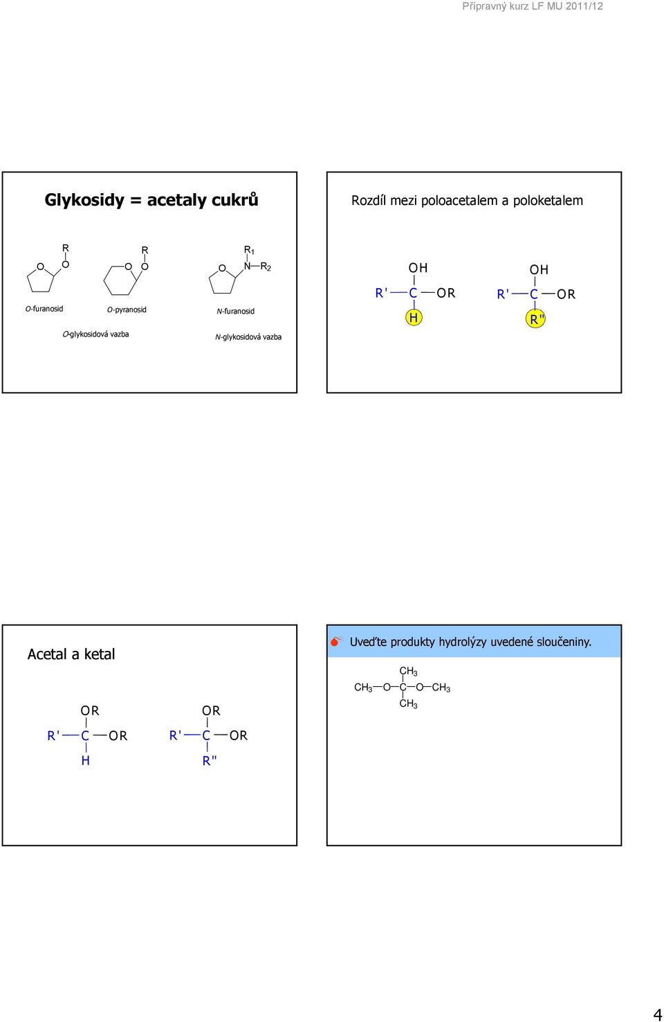 -glykosidová vazba N-glykosidová vazba '' Acetal a ketal