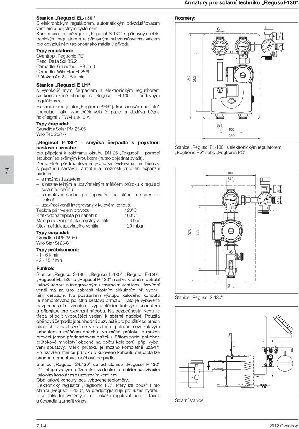 Typy regulátorù: Oventrop Regtronic PE Resol Delta Sol BS/2 Čerpadlo: Grundfos UPS 25-6 Čerpadlo: Prùtokomìr: 2-15 l/ min Stanice E LH s vysokoúčinným čerpadlem a elektronickým regulátorem se
