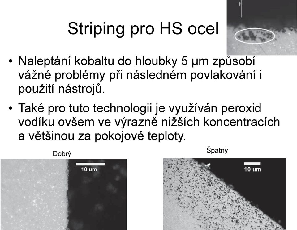 Také pro tuto technologii je využíván peroxid vodíku ovšem ve