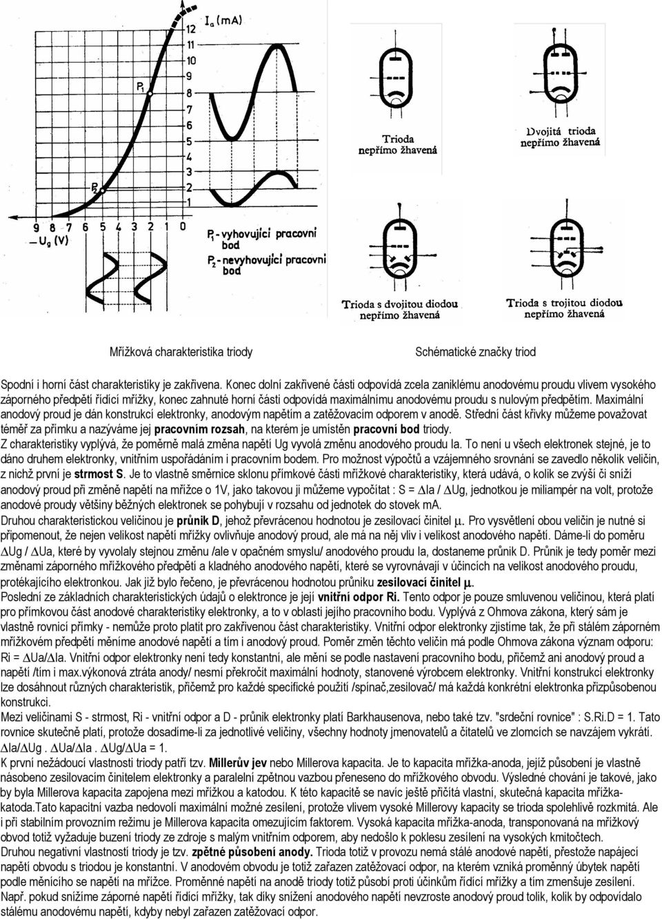 předpětím. Maximální anodový proud je dán konstrukcí elektronky, anodovým napětím a zatěžovacím odporem v anodě.