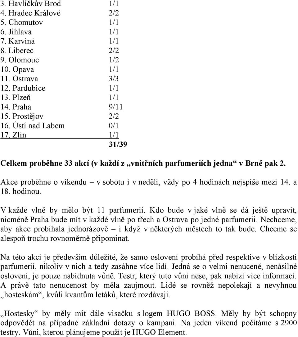 Akce proběhne o víkendu v sobotu i v neděli, vždy po 4 hodinách nejspíše mezi 14. a 18. hodinou. V každé vlně by mělo být 11 parfumerií.