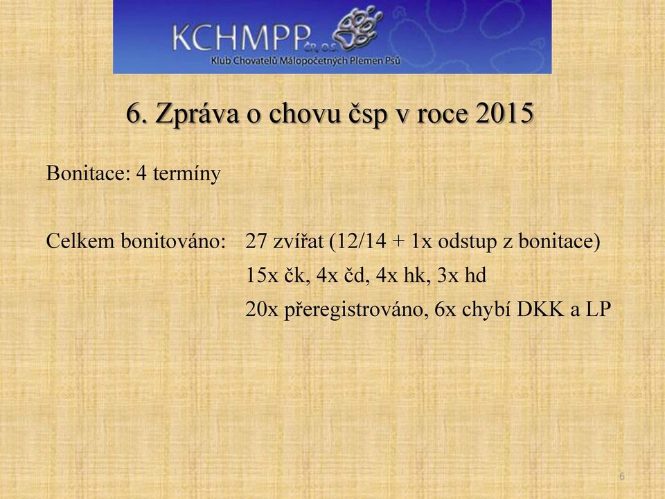 1x odstup z bonitace) 15x čk, 4x čd, 4x hk,