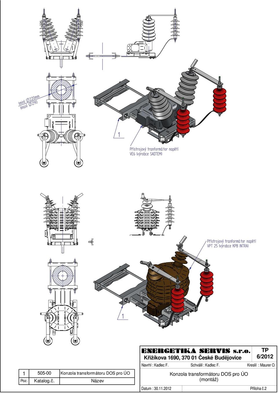 1 505-00 Konzola transformátoru DOS pro ÚO Poz. Katalog.