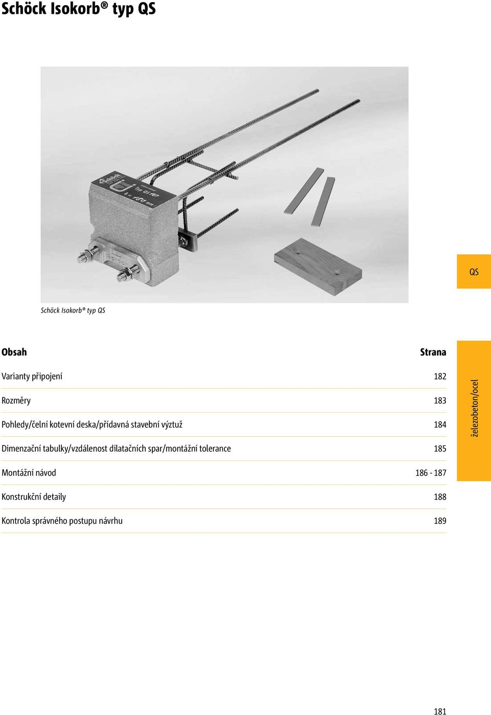 Dimenzační tabulky/vzdálenost dilatačních spar/montážní tolerance 185