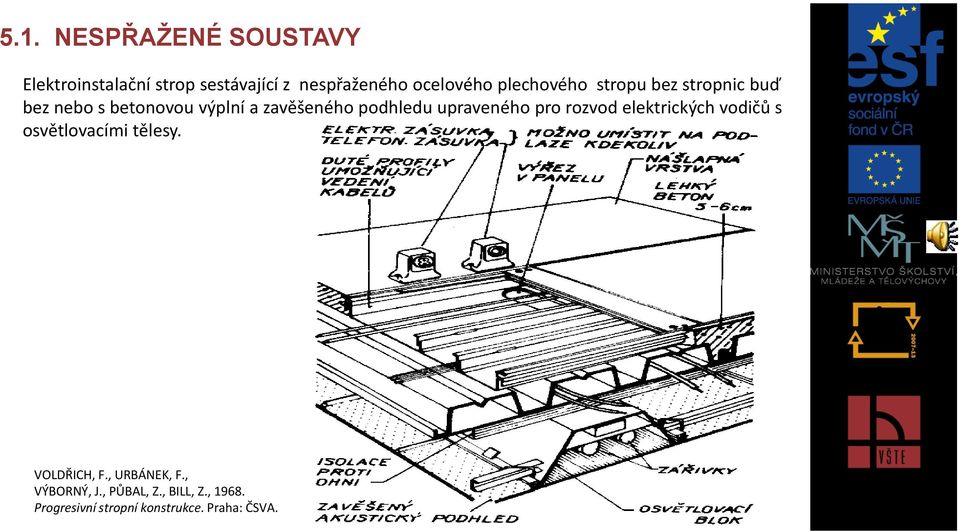 upraveného pro rozvod elektrických vodičů s osvětlovacími tělesy. VOLDŘICH, F.