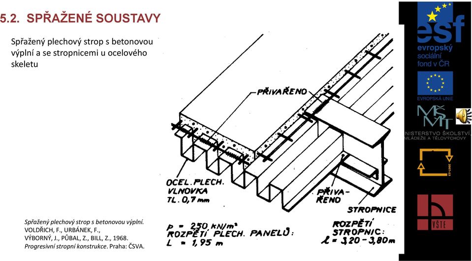 strop s betonovou výplní. VOLDŘICH, F., URBÁNEK, F., VÝBORNÝ, J.