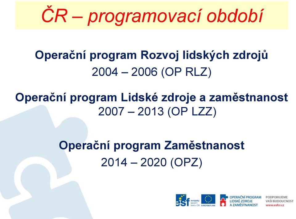 program Lidské zdroje a zaměstnanost 2007 2013