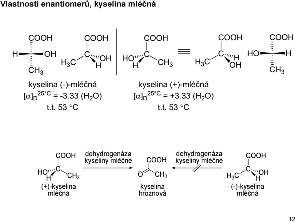 mléčné O COOH CH 3 kyselina hroznová dehydrogenáza