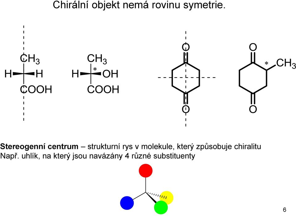 molekule, který způsobuje chiralitu Např.