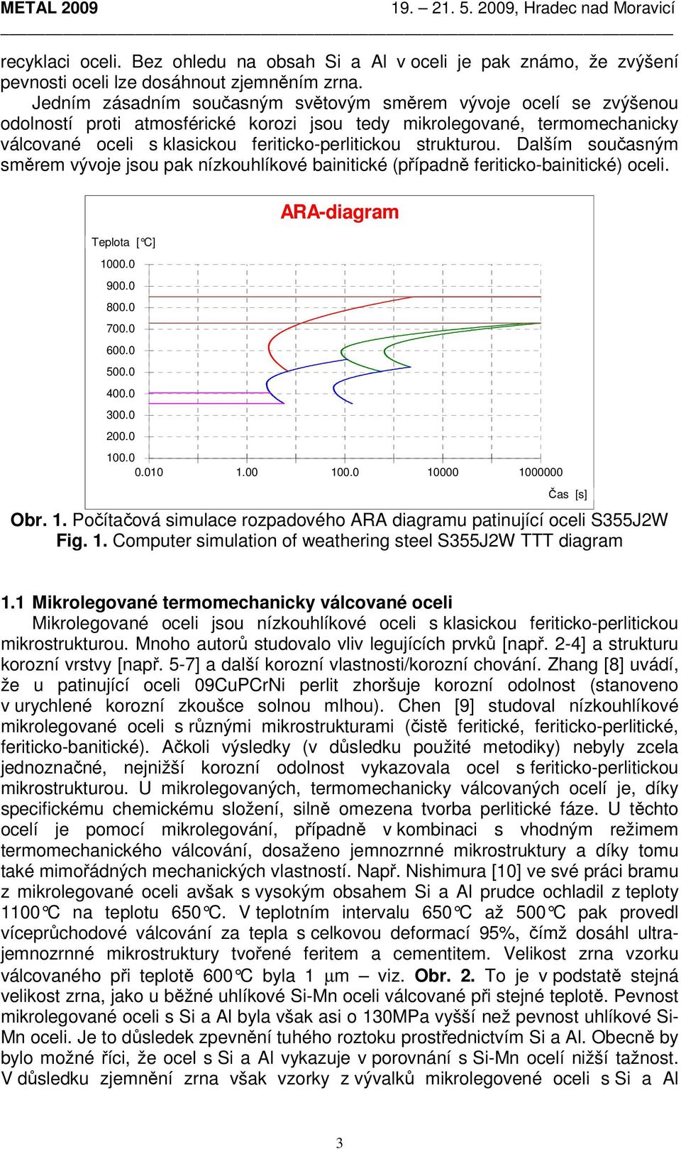 strukturou. Dalším současným směrem vývoje jsou pak nízkouhlíkové bainitické (případně feriticko-bainitické) oceli. Teplota [ C] 1000.0 900.0 800.0 700.0 600.0 500.0 400.0 300.0 200.0 ARA-diagram 100.