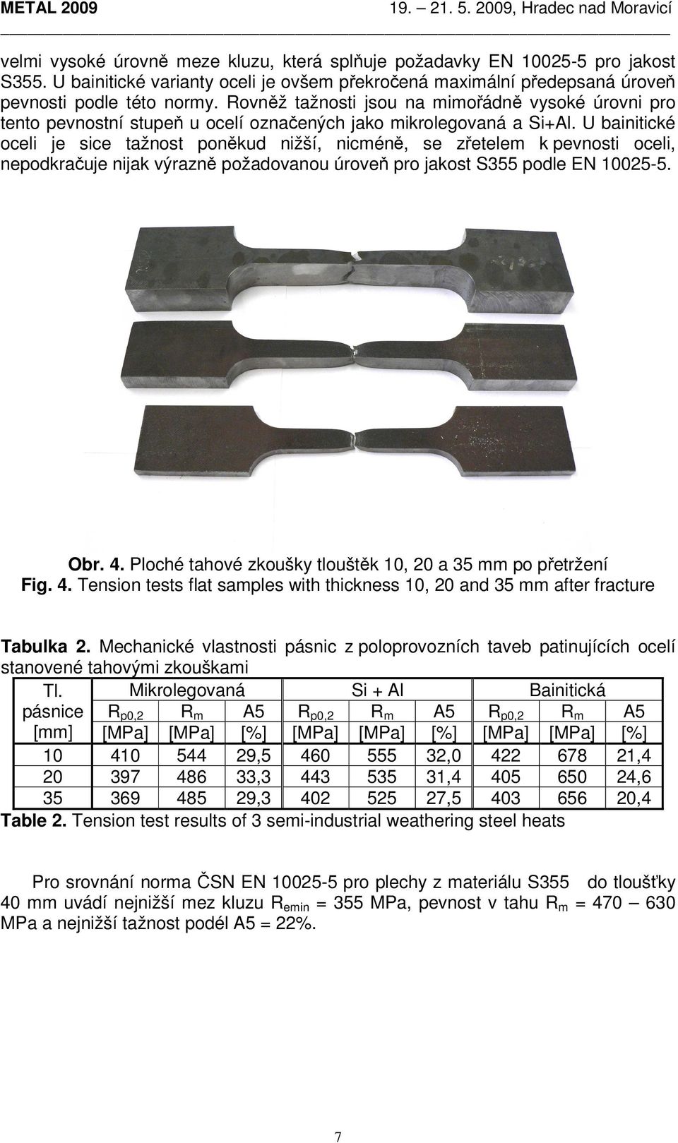 U bainitické oceli je sice tažnost poněkud nižší, nicméně, se zřetelem k pevnosti oceli, nepodkračuje nijak výrazně požadovanou úroveň pro jakost S355 podle EN 10025-5. Obr. 4.