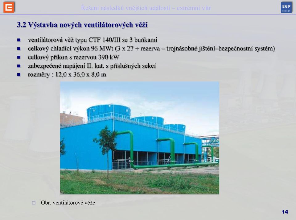 bezpečnostní systém) celkový příkon s rezervou 390 kw zabezpečené napájení II.