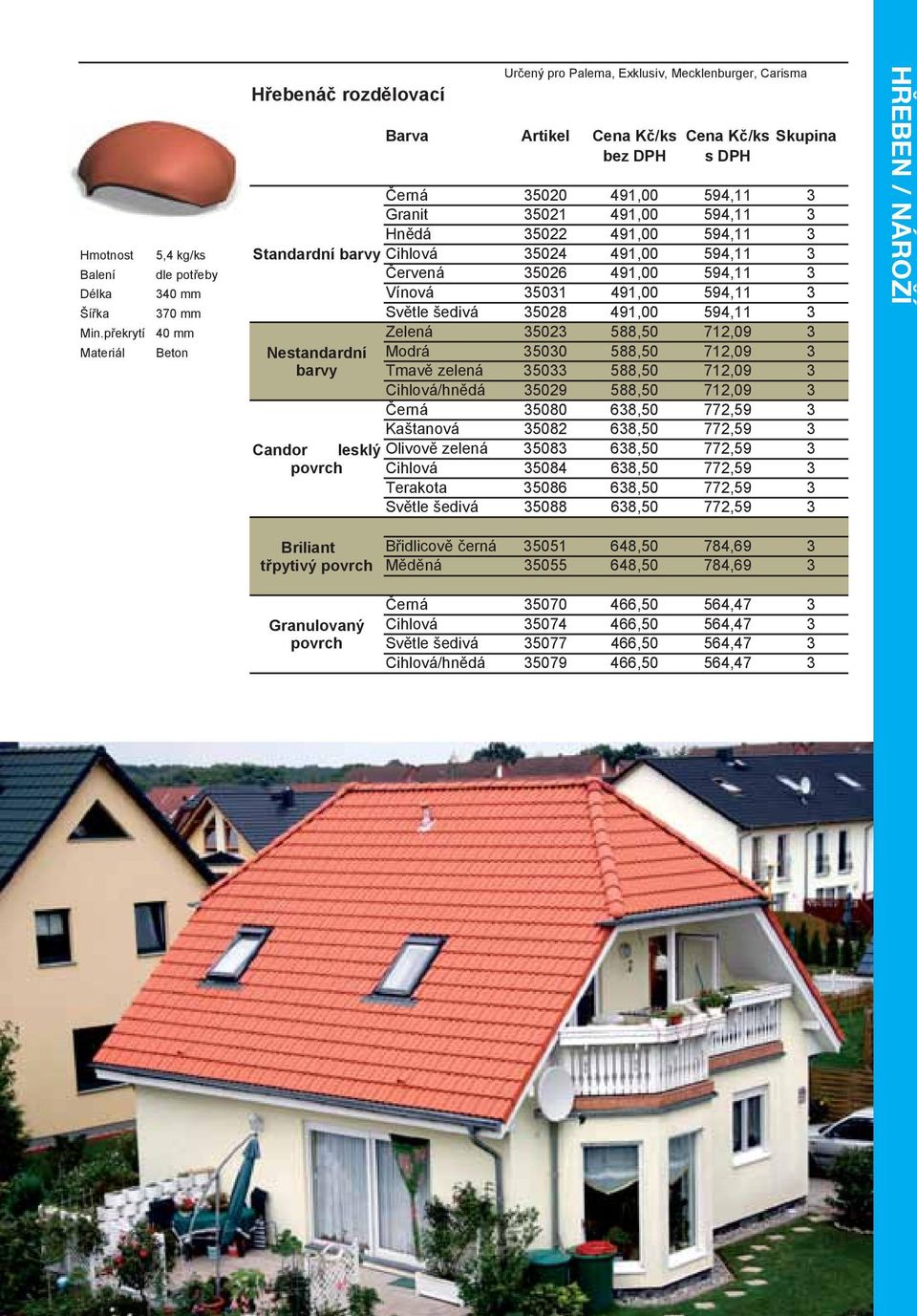 překrytí 40 mm Zelená 35023 588,50 712,09 3 Beton Nestandardní Modrá 35030 588,50 712,09 3 barvy Tmavě zelená 35033 588,50 712,09 3 Cihlová/hnědá 35029 588,50 712,09 3 Černá 35080 638,50 772,59 3