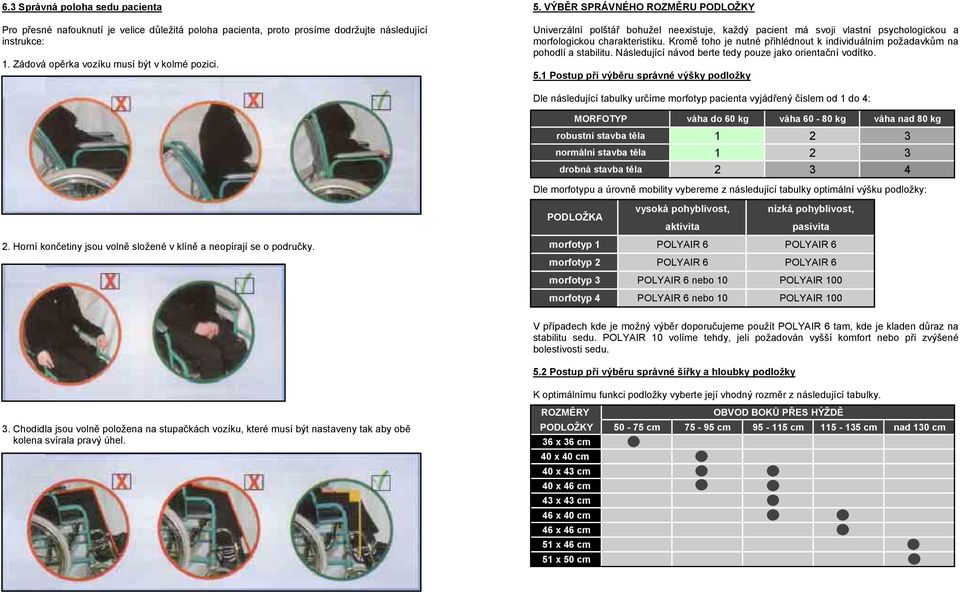 Kromě toho je nutné přihlédnout k individuálním požadavkům na pohodlí a stabilitu. Následující návod berte tedy pouze jako orientační vodítko. 5.