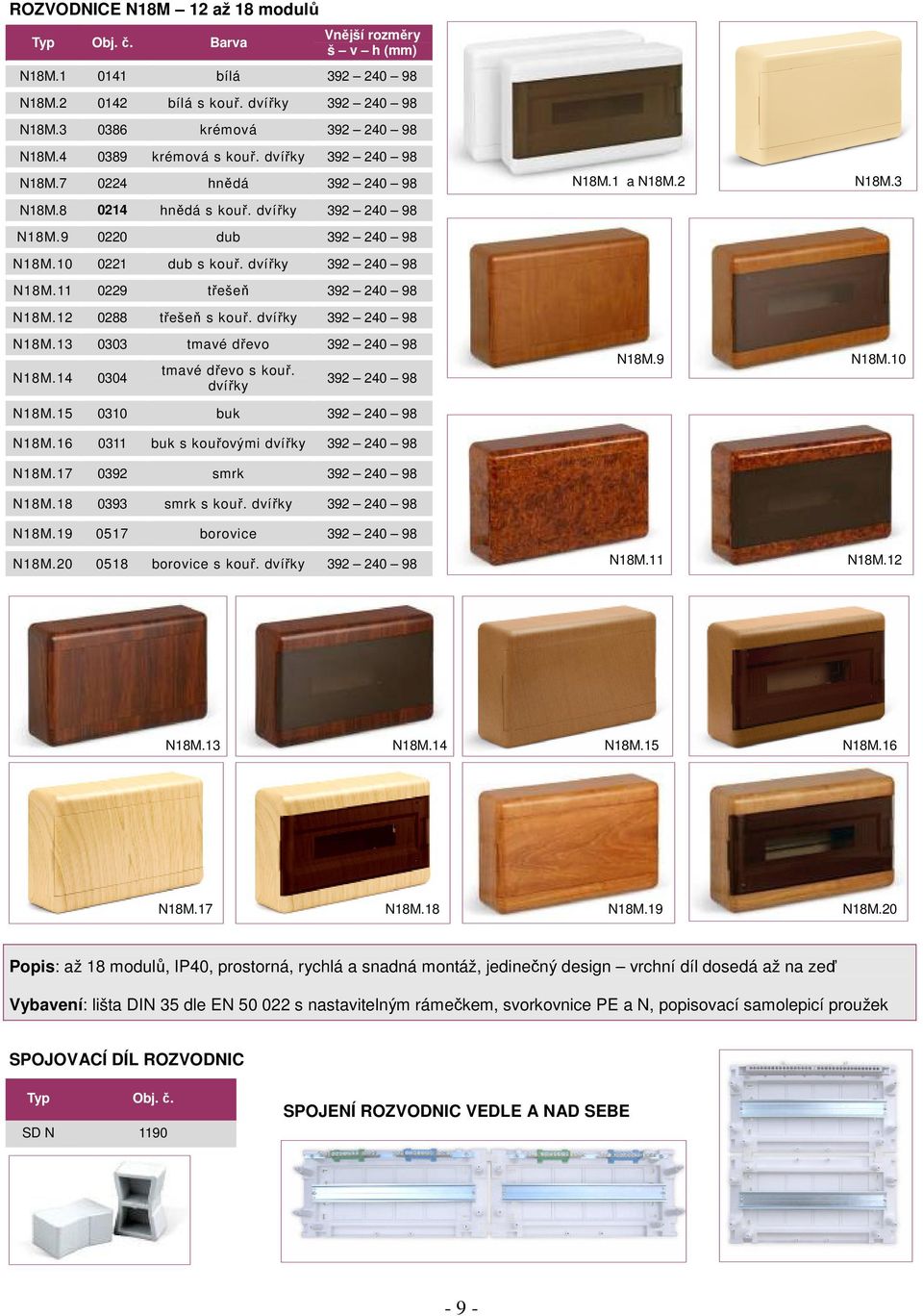 12 0288 třešeň s kouř. dvířky 392 240 98 N18M.13 0303 tmavé dřevo 392 240 98 N18M.14 0304 tmavé dřevo s kouř. dvířky 392 240 98 N18M.15 0310 buk 392 240 98 N18M.