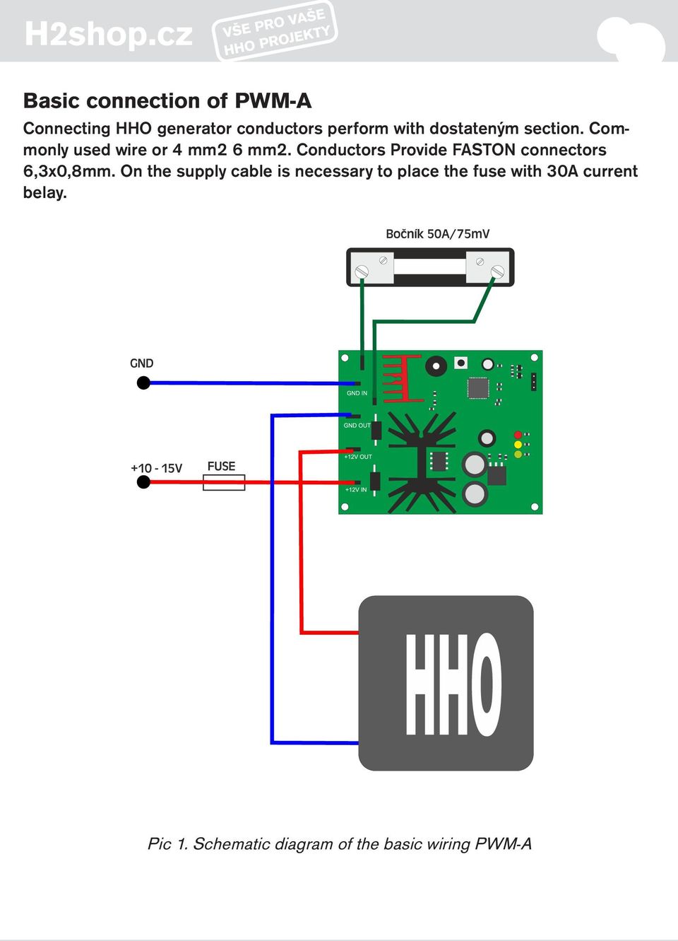 Conductors Provide FASTON connectors 6,3x0,8mm.