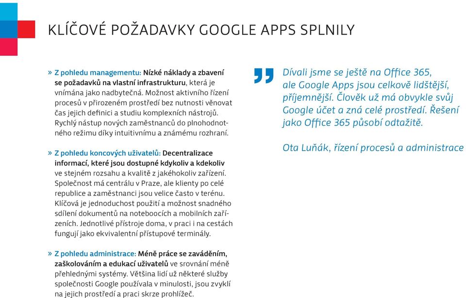 Rychlý nástup nových zaměstnanců do plnohodnotného režimu díky intuitivnímu a známému rozhraní.