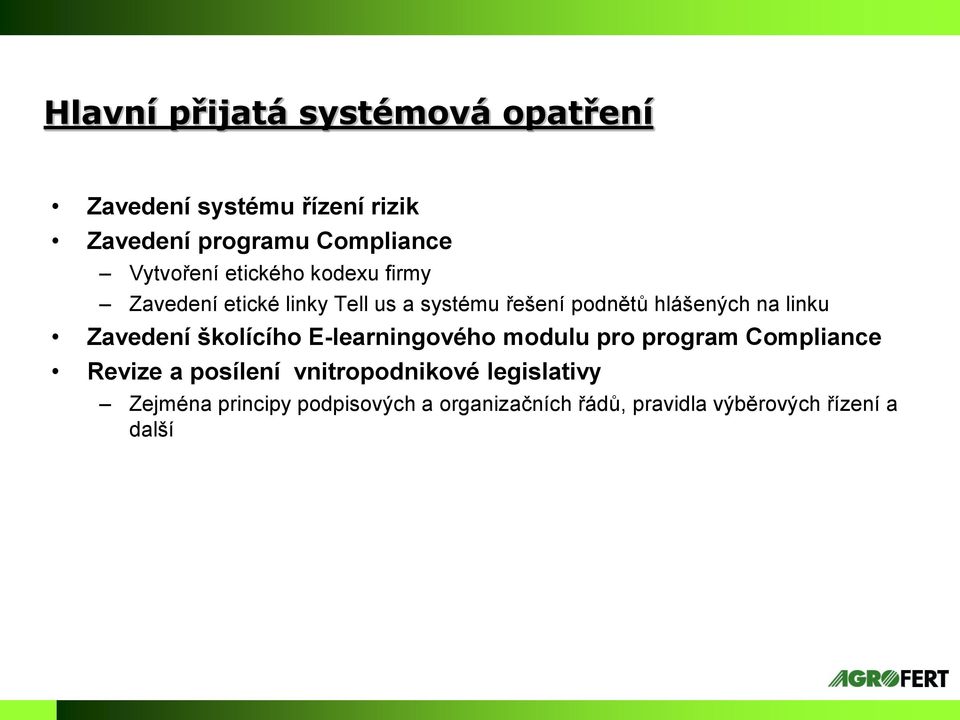 na linku Zavedení školícího E-learningového modulu pro program Compliance Revize a posílení