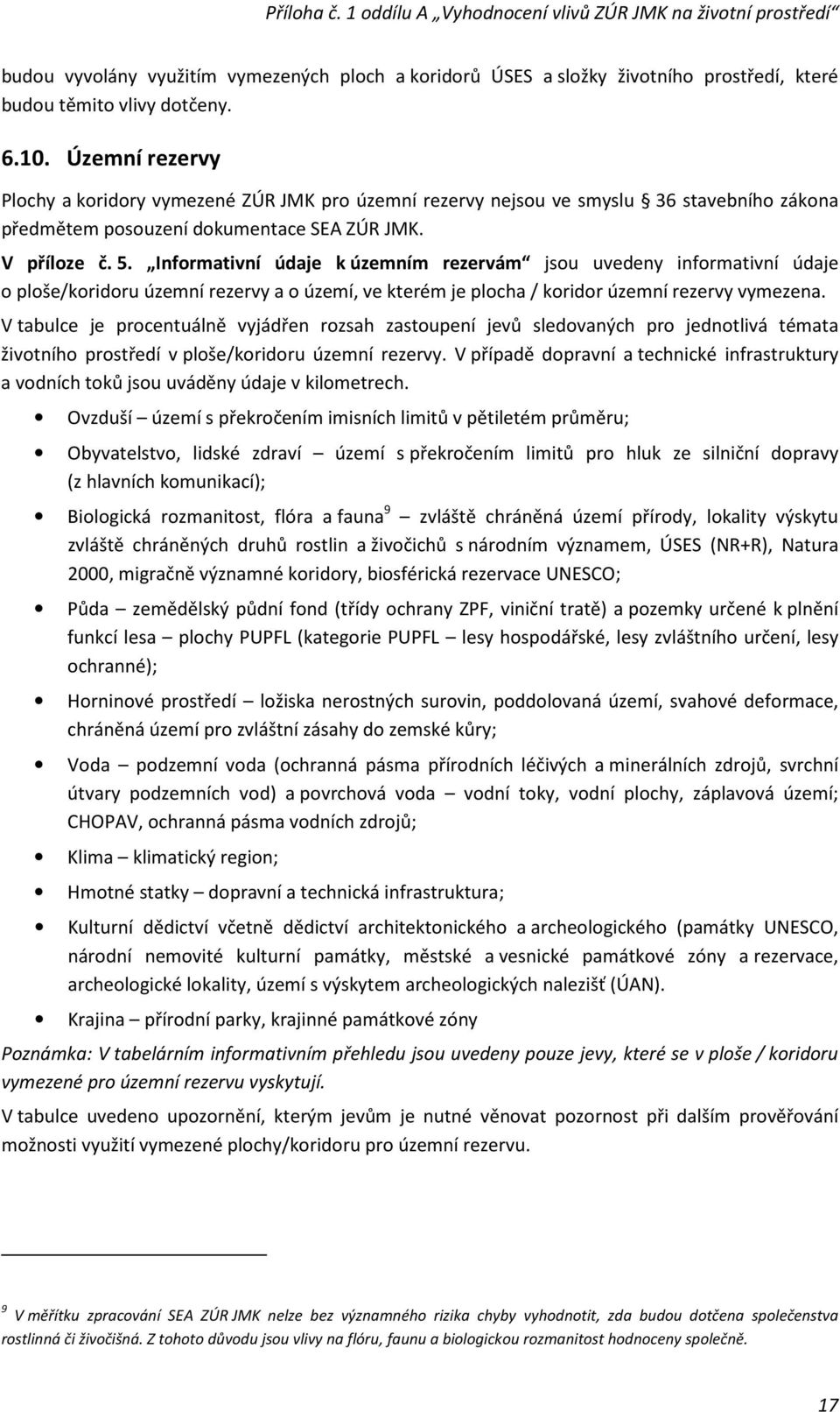 Informativní údaje k územním rezervám jsou uvedeny informativní údaje o ploše/koridoru územní rezervy a o území, ve kterém je plocha / koridor územní rezervy vymezena.