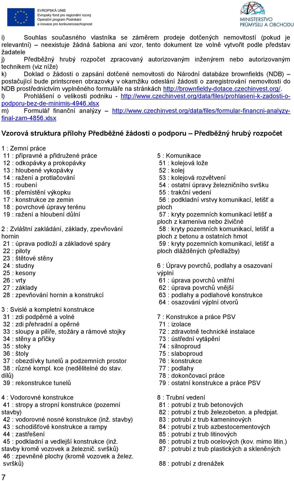 bude printscreen obrazovky v okamžiku odeslání žádosti o zaregistrování nemovitosti do NDB prostřednictvím vyplněného formuláře na stránkách http://brownfieldy-dotace.czechinvest.org/.