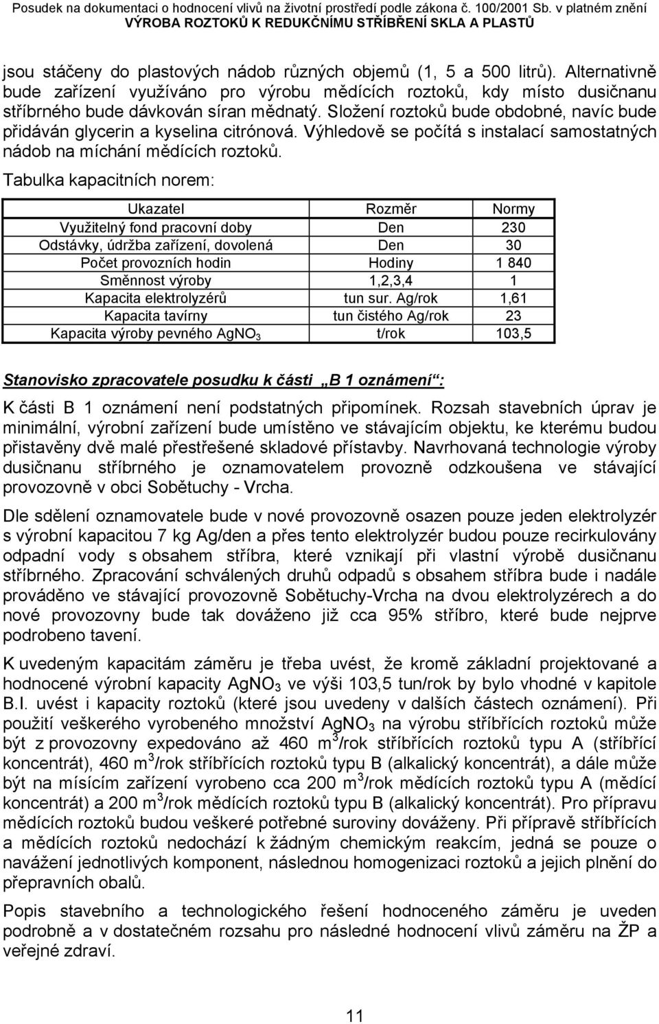 Tabulka kapacitních norem: Ukazatel Rozměr Normy Využitelný fond pracovní doby Den 230 Odstávky, údržba zařízení, dovolená Den 30 Počet provozních hodin Hodiny 1 840 Směnnost výroby 1,2,3,4 1