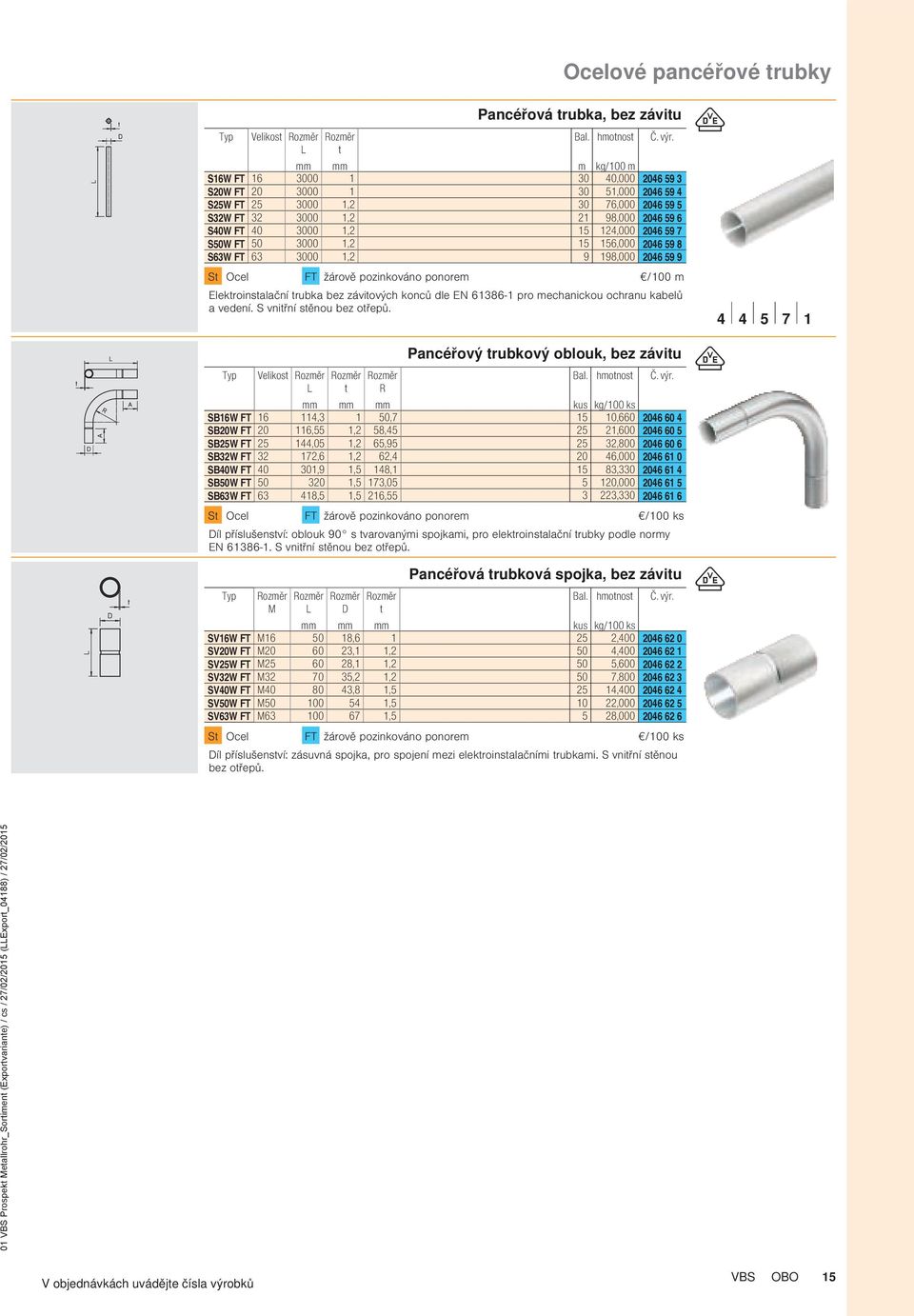 záviových konců dle EN 61386-1 pro mechanickou ochranu kabelů a vedení. S vniřní sěnou bez ořepů.