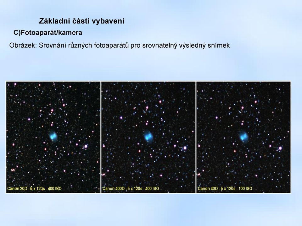 Srovnání různých fotoaparátů