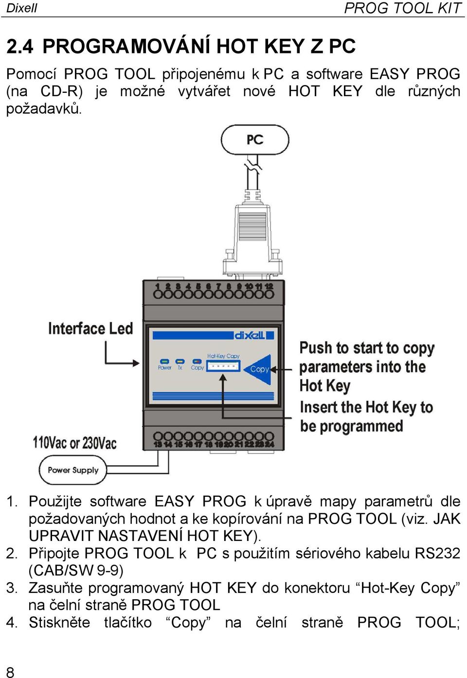 různých požadavků. 1. Použijte software EASY PROG k úpravě mapy parametrů dle požadovaných hodnot a ke kopírování na PROG TOOL (viz.