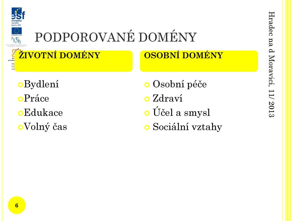 Osobní péče Práce Zdraví Edukace