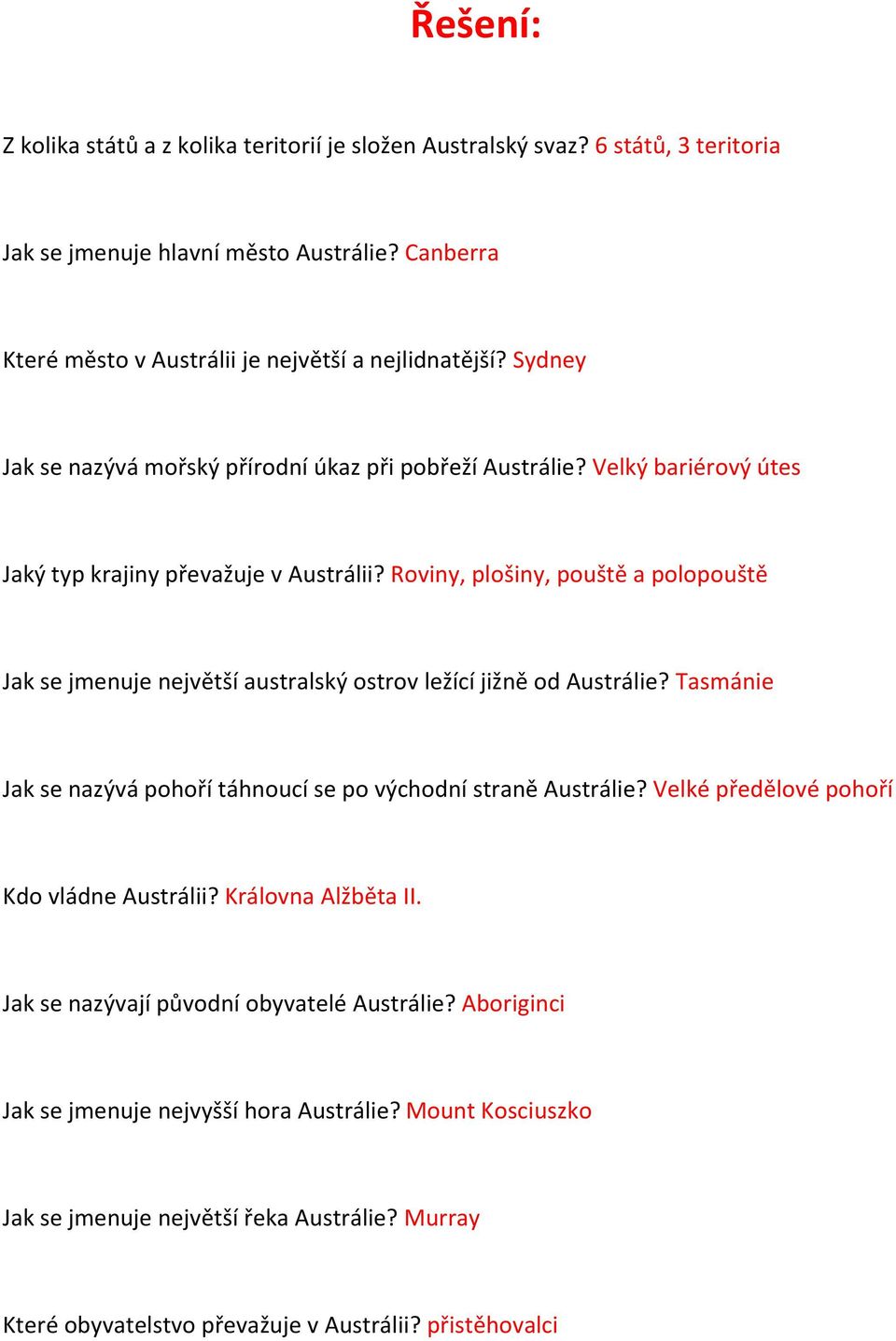 Roviny, plošiny, pouště a polopouště Jak se jmenuje největší australský ostrov ležící jižně od Austrálie? Tasmánie Jak se nazývá pohoří táhnoucí se po východní straně Austrálie?