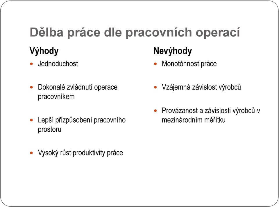 přizpůsobení pracovního prostoru Vzájemná závislost výrobců