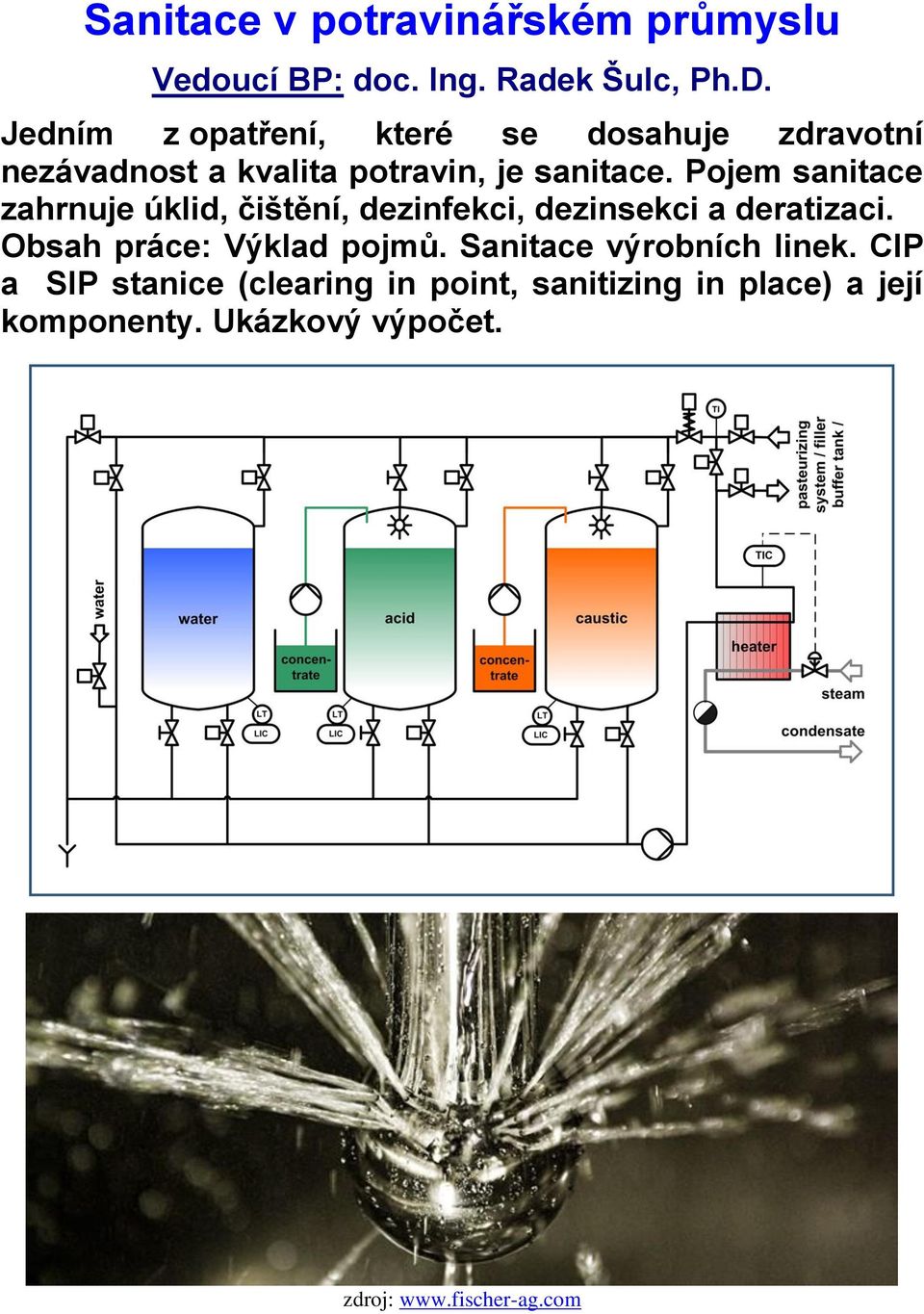 Pojem sanitace zahrnuje úklid, čištění, dezinfekci, dezinsekci a deratizaci. Obsah práce: Výklad pojmů.