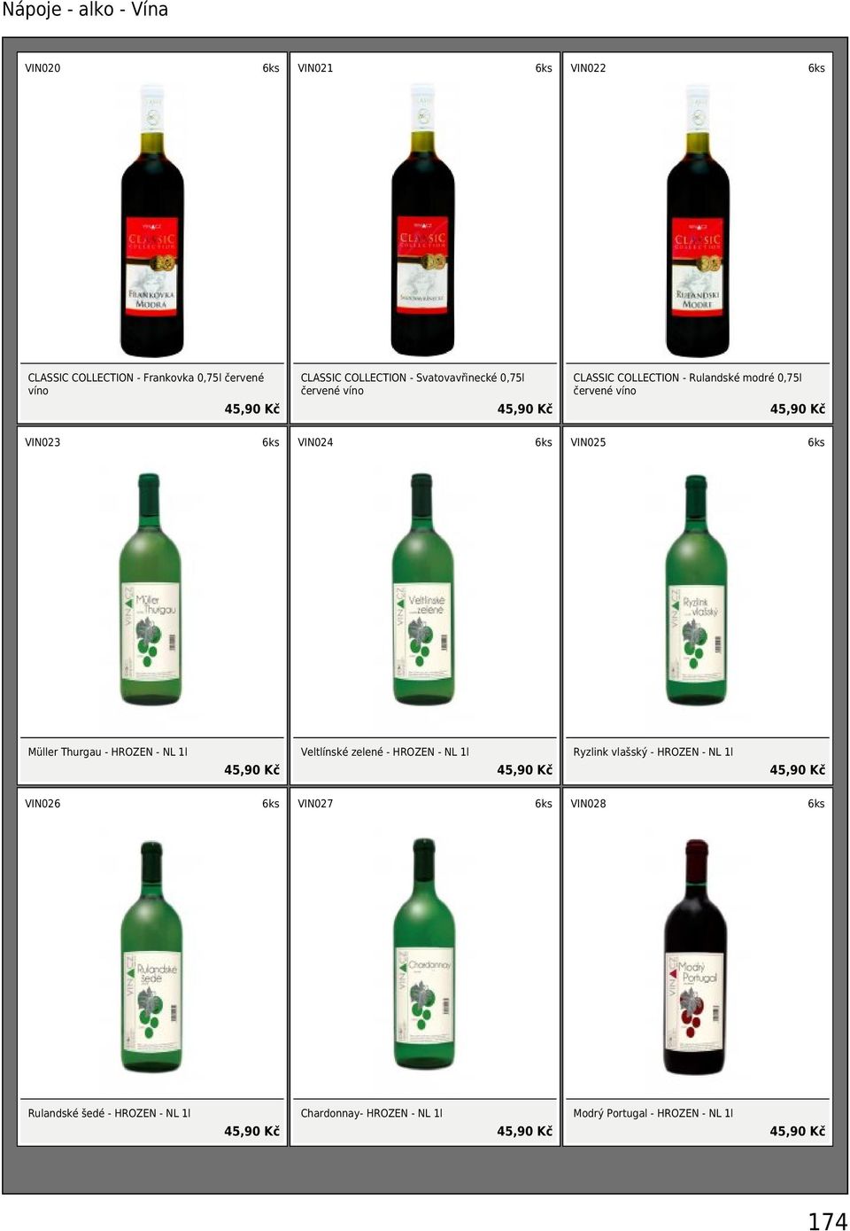 VIN023 VIN024 VIN025 Müller Thurgau - HROZEN - NL 1l Veltlínské zelené - HROZEN - NL 1l Ryzlink vlašský -