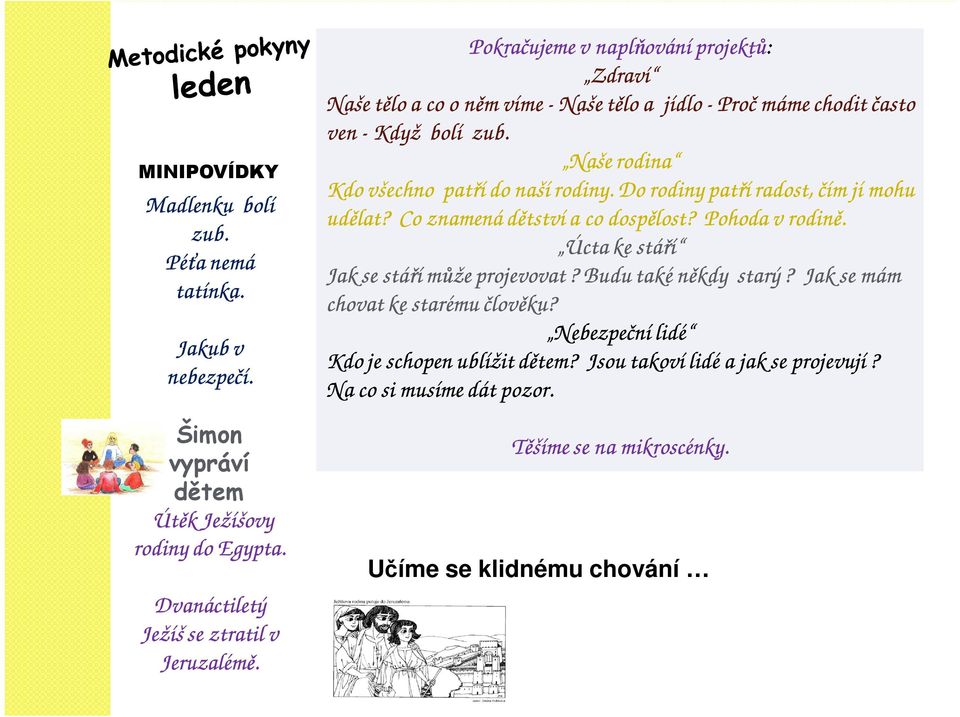 Naše rodina Kdo všechno patří do naší rodiny. Do rodiny patří radost, čím jí mohu udělat? Co znamená dětství a co dospělost? Pohoda v rodině.