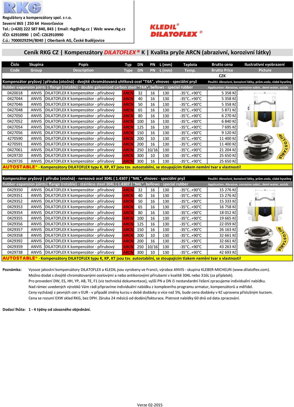 voda, slabé kyseliny Rubber expansion joints flange (rotable) - double galvanized carbon steel "T4A", bellows - special rubber Application: Abrasive, corrosive subst.