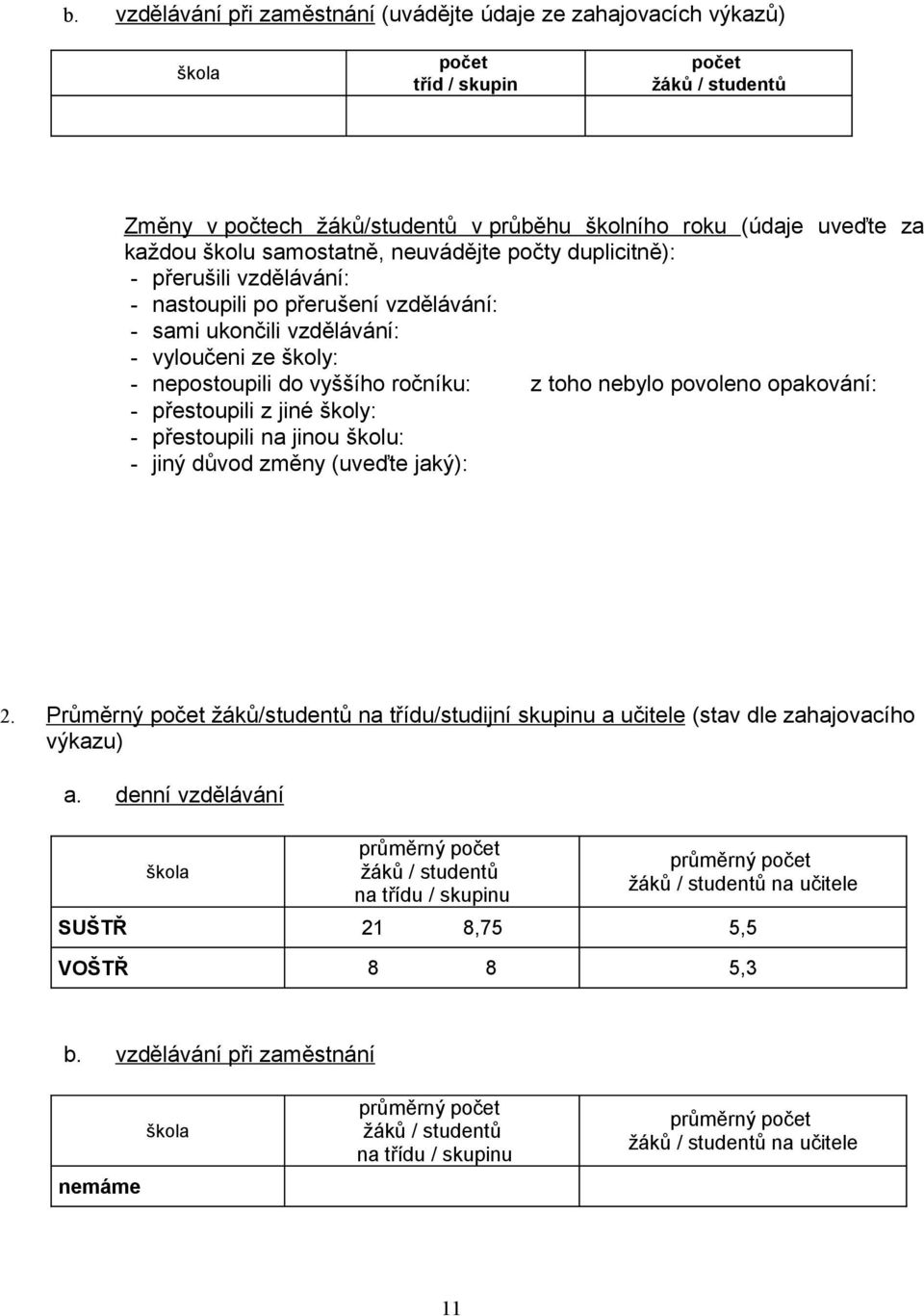 toho nebylo povoleno opakování: - přestoupili z jiné školy: - přestoupili na jinou školu: - jiný důvod změny (uveďte jaký): 2.