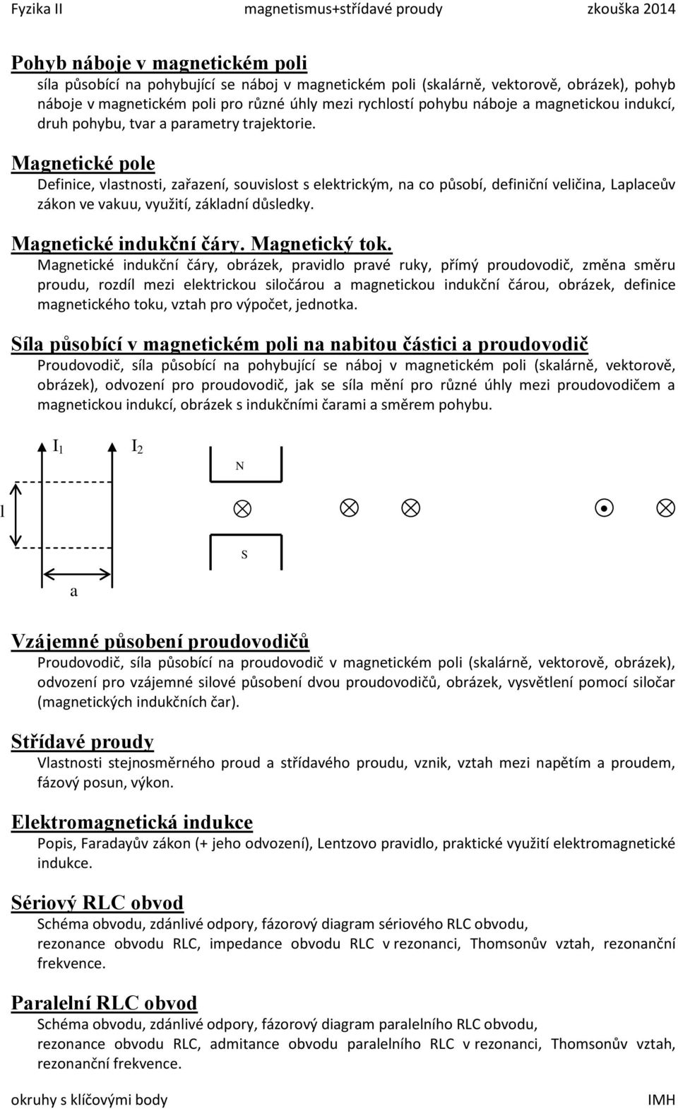 Magnetické pole Definice, vlastnosti, zařazení, souvislost s elektrickým, na co působí, definiční veličina, Laplaceův zákon ve vakuu, využití, základní důsledky. Magnetické indukční čáry.