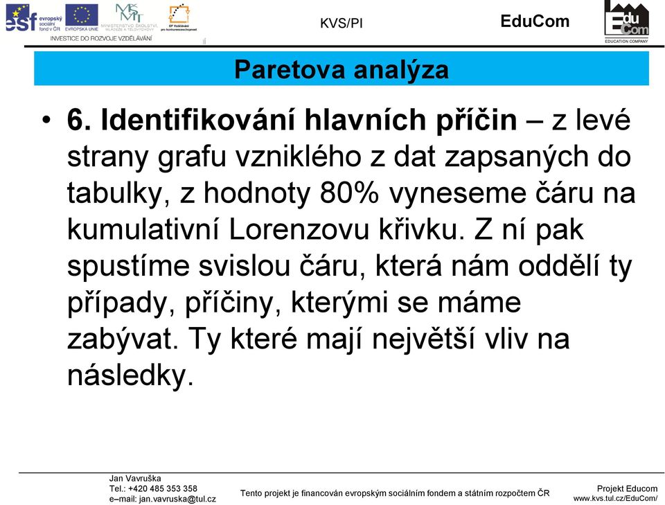 do tabulky, z hodnoty 80% vyneseme čáru na kumulativní Lorenzovu křivku.