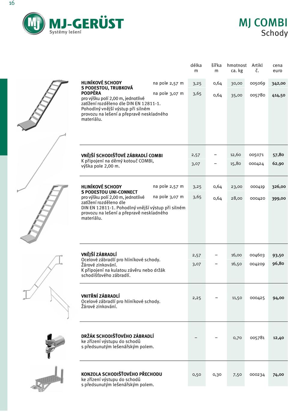 vnější schodišťové zábradlí COMBI K připojení na děrný kotouč COMBI, výška pole 2,00.
