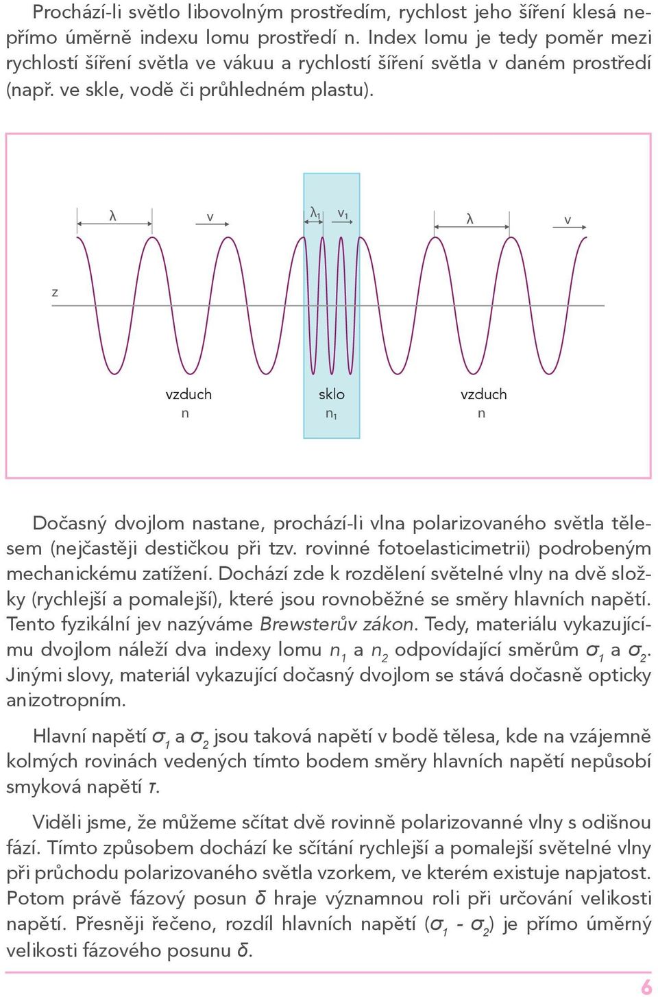 v λ1 v1 v z vzduch sklo vzduch n n1 n Dočasný dvojlom nastane, prochází-li vlna polarizovaného světla tělesem (nejčastěji destičkou při tzv.