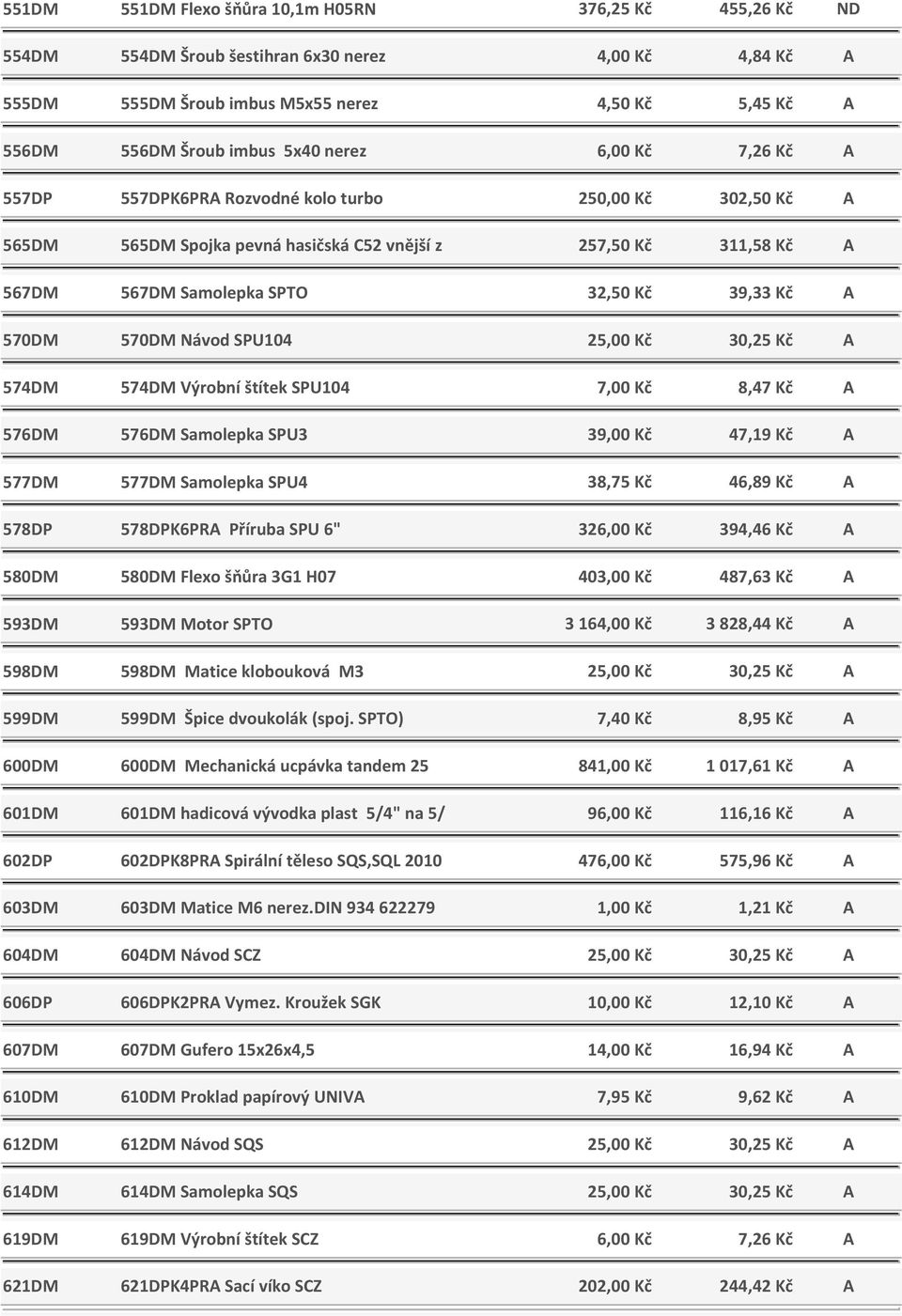 570DM 570DM Návod SPU104 25,00 Kč 30,25 Kč A 574DM 574DM Výrobní štítek SPU104 7,00 Kč 8,47 Kč A 576DM 576DM Samolepka SPU3 39,00 Kč 47,19 Kč A 577DM 577DM Samolepka SPU4 38,75 Kč 46,89 Kč A 578DP