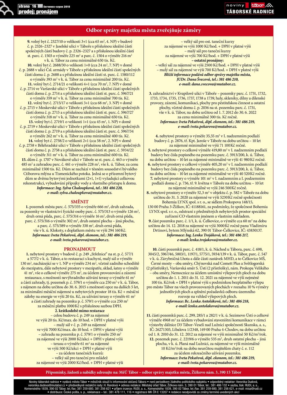 2688/30 o velikosi 1+0 (cca 24 m 2, 7. NP) v domě č. p. 2688 v ulici Čsl. armády v Táboře s příslušnou ideální čásí společných čásí domu č. p. 2688 a s příslušnou ideální čásí s. parc. č. 1580/112 o výměře 393 m 2 v k.