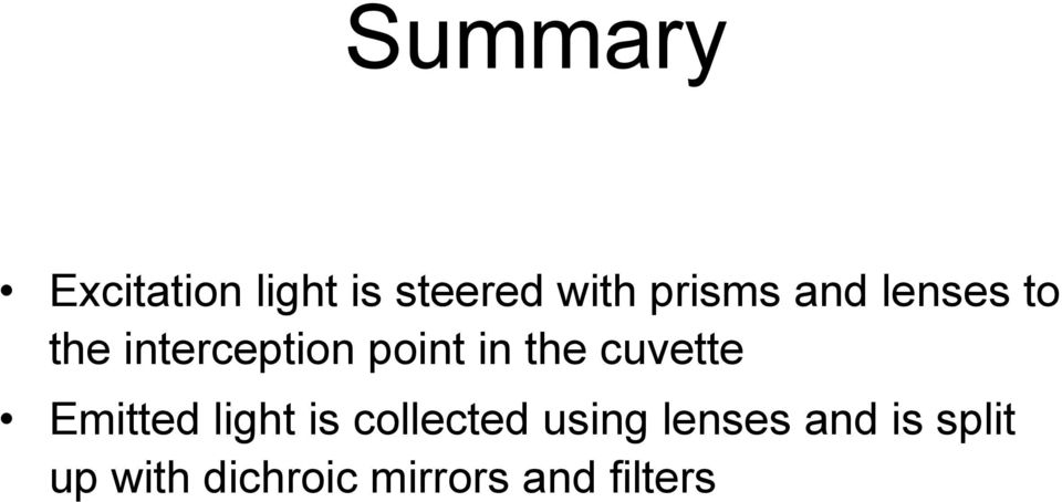 cuvette Emitted light is collected using lenses