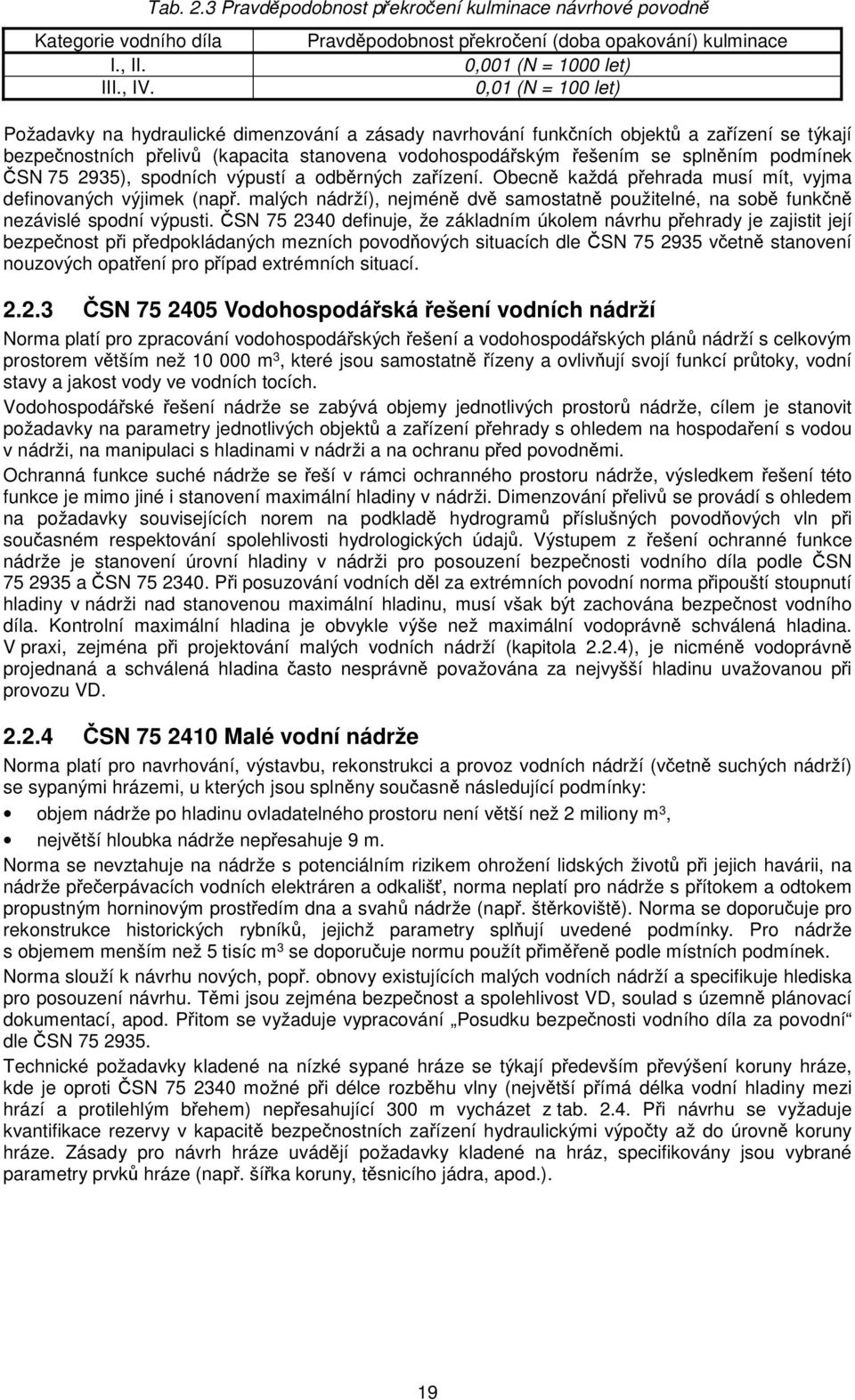 navrhování funkčních objektů a zařízení se týkají bezpečnostních přelivů (kapacita stanovena vodohospodářským řešením se splněním podmínek ČSN 75 2935), spodních výpustí a odběrných zařízení.