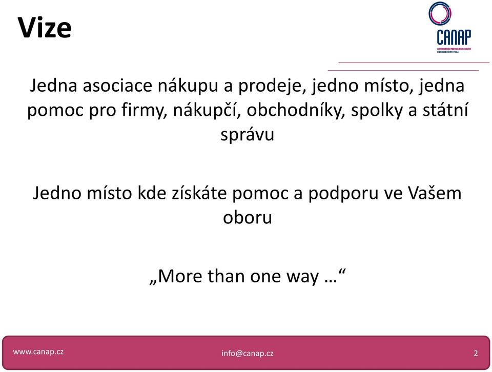 obchodníky, spolky a státní správu Jedno místo