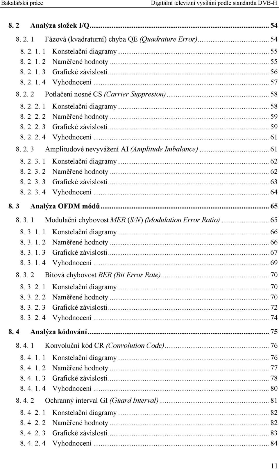 2. 3 Amplitudové nevyvážení AI (Amplitude Imbalance)... 61 8. 2. 3. 1 Konstelační diagramy... 62 8. 2. 3. 2 Naměřené hodnoty... 62 8. 2. 3. 3 Grafické závislosti... 63 8. 2. 3. 4 Vyhodnocení... 64 8.