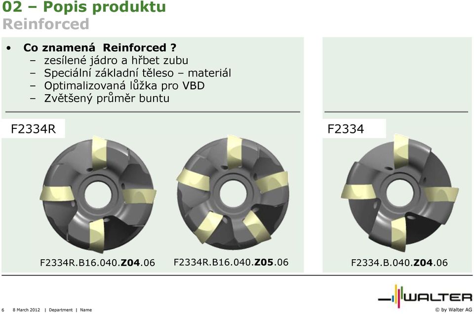 Optimalizovaná lůžka pro VBD Zvětšený průměr buntu F2334R F2334