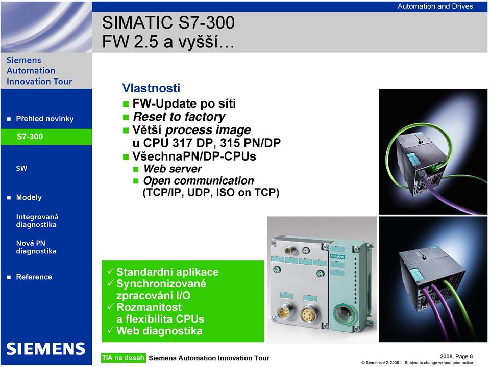 CPU 317 DP, 315 PN/DP VšechnaPN/DP-CPUs Web server Open communication