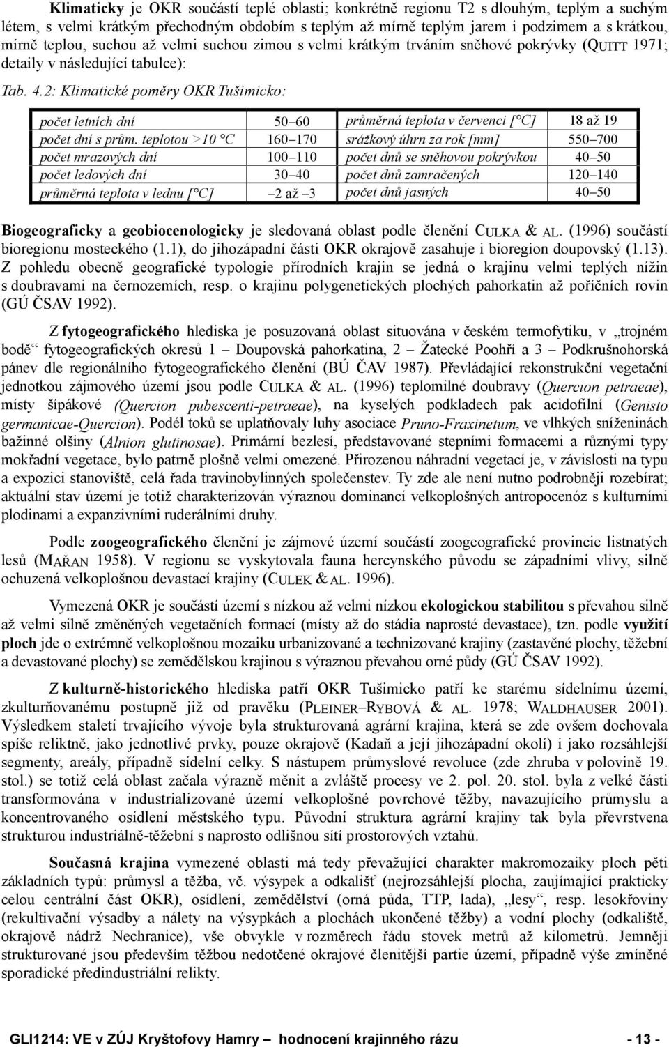 2: Klimatické poměry OKR Tušimicko: počet letních dní 50 60 průměrná teplota v červenci [ C] 18 až 19 počet dní s prům.