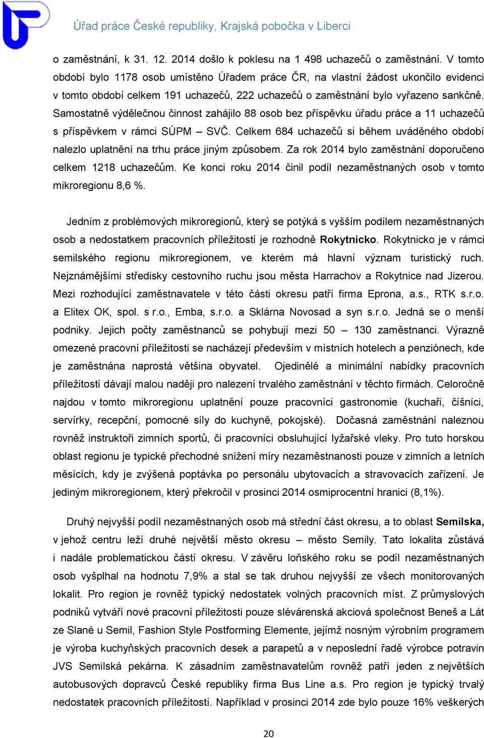 Samostatně výdělečnou činnost zahájilo 88 osob bez příspěvku úřadu práce a 11 uchazečů s příspěvkem v rámci SÚPM SVČ.
